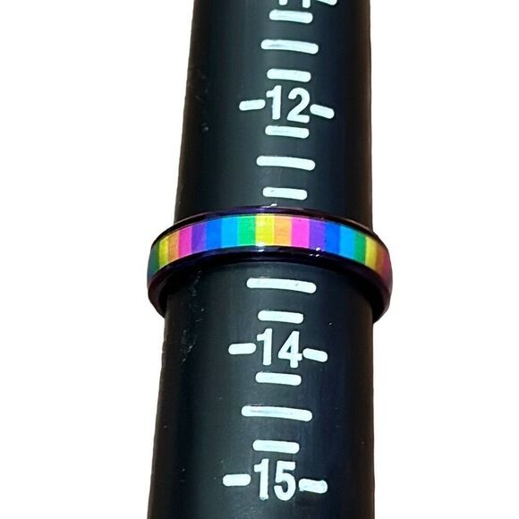 NWOT Size 13 Metallic purple titanium steel band with rainbow enamel - Picture 4 of 5